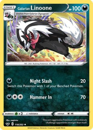 Galarian Linoone 118/202 - SWSH01 Sword & Shield Base Set Reverse Holofoil - Poke-Collect