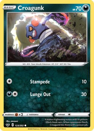 Croagunk 123/202 - SWSH01 Sword & Shield Base Set - Poke-Collect