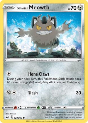 Galarian Meowth 127/202 - SWSH01 Sword & Shield Base Set Reverse Holofoil - Poke-Collect