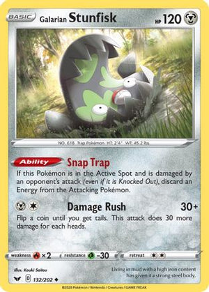 Galarian Stunfisk 132/202 - SWSH01 Sword & Shield Base Set Reverse Holofoil - Poke-Collect