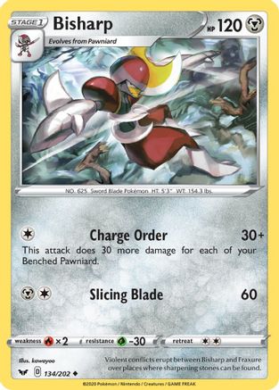 Bisharp 134/202 - SWSH01 Sword & Shield Base Set Reverse Holofoil - Poke-Collect