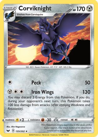 Corviknight 135/202 - SWSH01 Sword & Shield Base Set - Poke-Collect