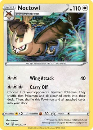 Noctowl 144/202 - Sword & Shield Reverse Holofoil - Poke-Collect