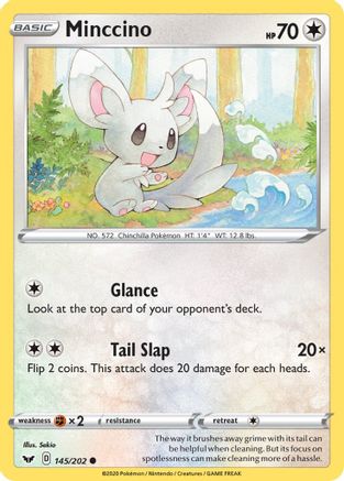 Minccino (145) 145/202 - SWSH01 Sword & Shield Base Set Reverse Holofoil - Poke-Collect