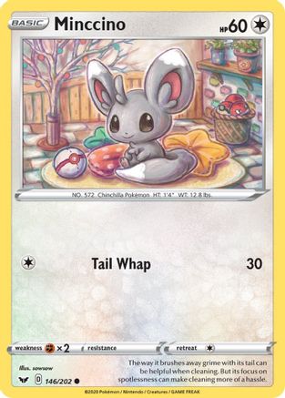 Minccino (146) 146/202 - SWSH01 Sword & Shield Base Set Reverse Holofoil - Poke-Collect