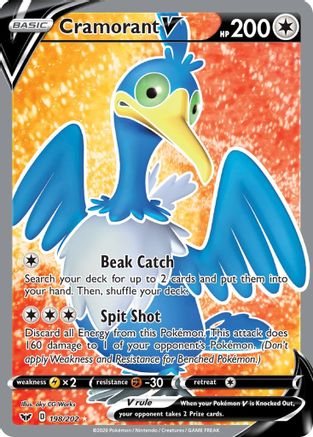 Cramorant V (Full Art) 198/202 - SWSH01 Sword & Shield Base Set Holofoil - Poke-Collect