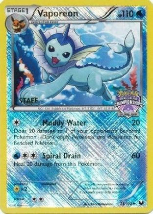 Vaporeon - 25/108 (State Championships) [Staff] 25 - League & Championship Cards Reverse Holofoil - Poke-Collect
