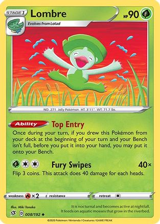 Lombre 8/192 - SWSH02 Rebel Clash Reverse Holofoil - Poke-Collect