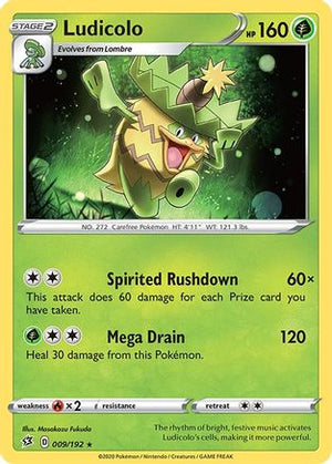 Ludicolo 9/192 - Rebel Clash Reverse Holofoil - Poke-Collect