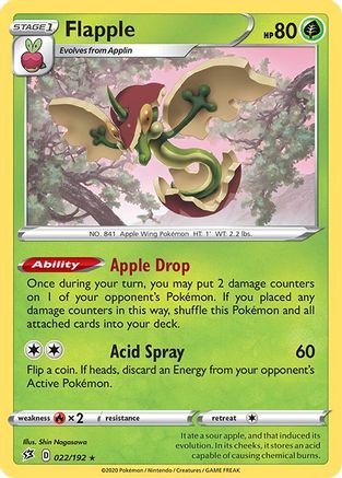 Flapple 22/192 - SWSH02 Rebel Clash Reverse Holofoil - Poke-Collect