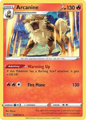 Arcanine 28/192 - Rebel Clash Reverse Holofoil