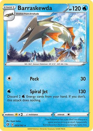 Barraskewda 53/192 - Rebel Clash Reverse Holofoil - Poke-Collect