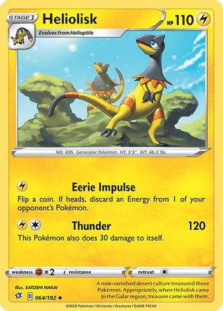 Heliolisk 64/192 - SWSH02 Rebel Clash Reverse Holofoil - Poke-Collect