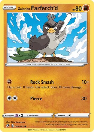 Galarian Farfetch'd 94/192 - SWSH02 Rebel Clash Reverse Holofoil - Poke-Collect