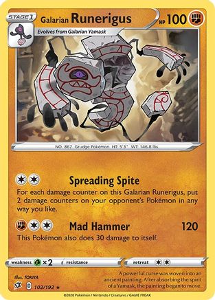Galarian Runerigus 102/192 - SWSH02 Rebel Clash Reverse Holofoil - Poke-Collect