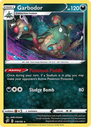 Garbodor 118/192 - SWSH02 Rebel Clash Reverse Holofoil - Poke-Collect