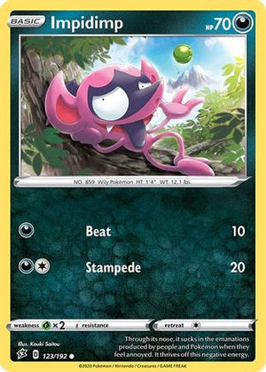 Impidimp 123/192 - SWSH02 Rebel Clash Reverse Holofoil - Poke-Collect
