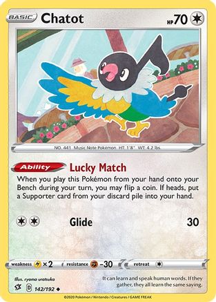 Chatot 142/192 - SWSH02 Rebel Clash Reverse Holofoil - Poke-Collect