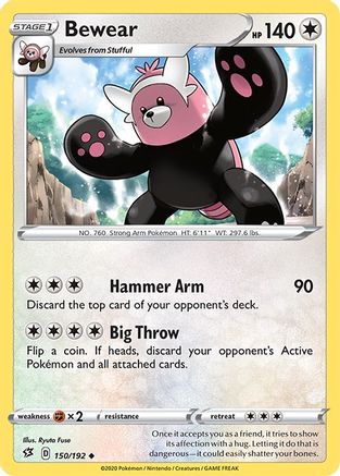 Bewear 150/192 - SWSH02 Rebel Clash Reverse Holofoil - Poke-Collect