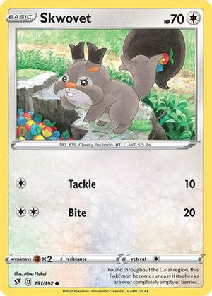 Skwovet 151/192 - Rebel Clash Reverse Holofoil - Poke-Collect