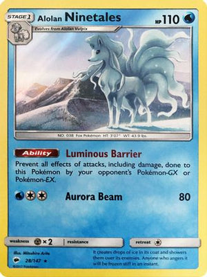 Alolan Ninetales - 28/147 (Water Web Holo) 28 - Miscellaneous Cards & Products Holofoil