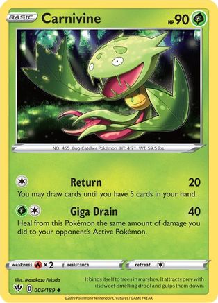 Carnivine 5/189 - SWSH03 Darkness Ablaze Reverse Holofoil - Poke-Collect