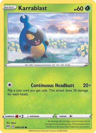 Karrablast 8/189 - SWSH03 Darkness Ablaze Reverse Holofoil - Poke-Collect