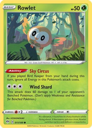 Rowlet 11/189 - SWSH03 Darkness Ablaze - Poke-Collect
