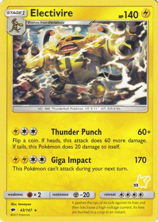 Electivire - 43/147 (#53 Pikachu Stamped) 43 - Battle Academy - Poke-Collect