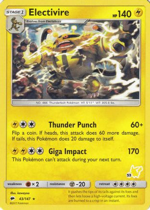 Electivire - 43/147 (#53 Pikachu Stamped) 43 - Battle Academy - Poke-Collect