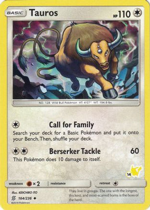 Tauros - 164/236 (#14 Pikachu Stamped) 164 - Battle Academy - Poke-Collect