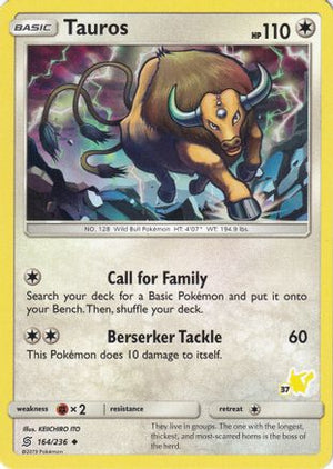 Tauros - 164/236 (#37 Pikachu Stamped) 164 - Battle Academy - Poke-Collect