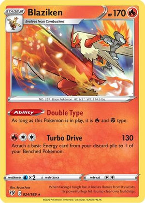 Blaziken 24/189 - SWSH03 Darkness Ablaze Holofoil - Poke-Collect