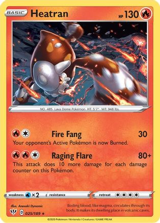 Heatran 25/189 - SWSH03 Darkness Ablaze Reverse Holofoil - Poke-Collect