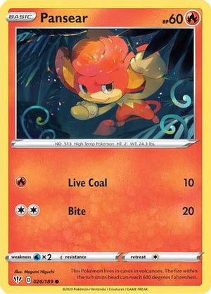 Pansear 26/189 - Darkness Ablaze Reverse Holofoil - Poke-Collect