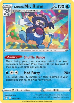 Galarian Mr. Rime 36/189 - SWSH03 Darkness Ablaze Reverse Holofoil - Poke-Collect