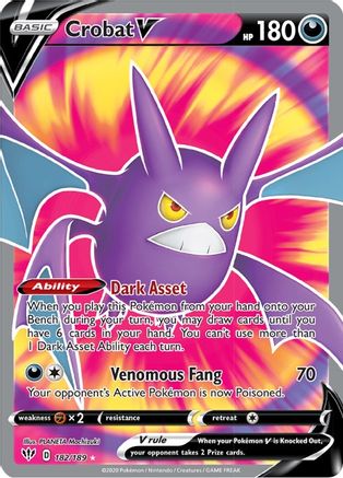 Crobat V (Full Art) 182/189 - SWSH03 Darkness Ablaze Holofoil - Poke-Collect