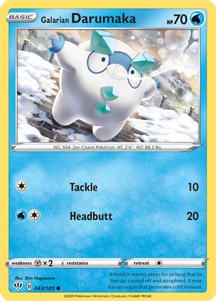 Galarian Darumaka 43/189 - SWSH03 Darkness Ablaze Reverse Holofoil - Poke-Collect