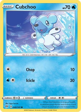 Cubchoo 48/189 - SWSH03 Darkness Ablaze Reverse Holofoil - Poke-Collect