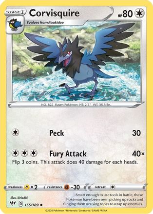 Corvisquire 155/189 - SWSH03 Darkness Ablaze - Poke-Collect