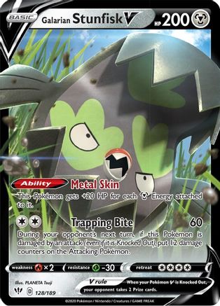 Galarian Stunfisk V 128/189 - Darkness Ablaze Holofoil - Poke-Collect