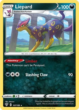 Liepard 107/189 - SWSH03 Darkness Ablaze Reverse Holofoil - Poke-Collect