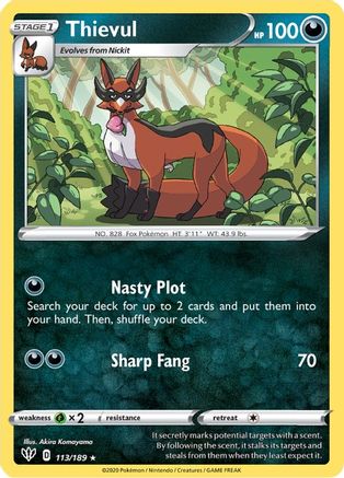 Thievul 113/189 - Darkness Ablaze Reverse Holofoil - Poke-Collect