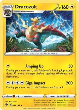 Dracozolt 65/189 - SWSH03 Darkness Ablaze Reverse Holofoil - Poke-Collect