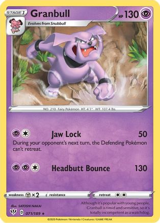Granbull 71/189 - SWSH03 Darkness Ablaze Reverse Holofoil - Poke-Collect