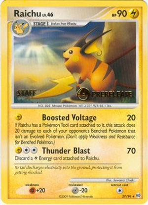 Raichu - 27/99 (Prerelease) [Staff] 27 - Nintendo Promos - Poke-Collect