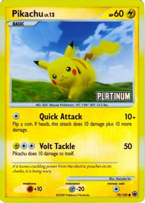 Pikachu - 70/100 [Platinum] 70 - Burger King Promos Reverse Holofoil - Poke-Collect