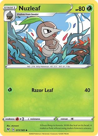 Nuzleaf 11/185 - SWSH04 Vivid Voltage Reverse Holofoil - Poke-Collect