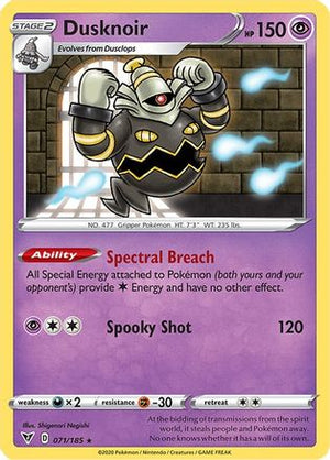 Dusknoir 71/185 - SWSH04 Vivid Voltage Reverse Holofoil - Poke-Collect