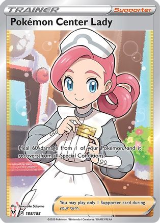 Pokemon Center Lady (Full Art) 185/185 - SWSH04 Vivid Voltage Holofoil - Poke-Collect